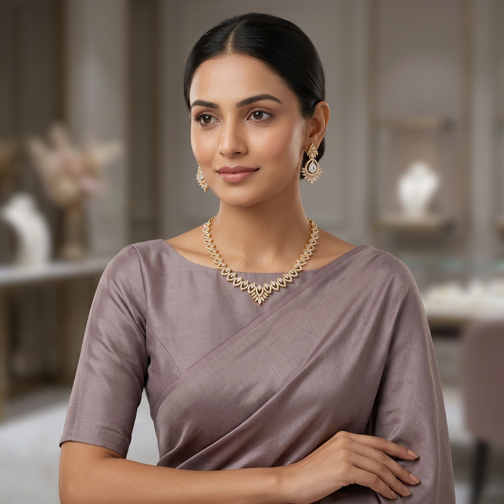 Crystalline Paisley CZ Neckpiece Set