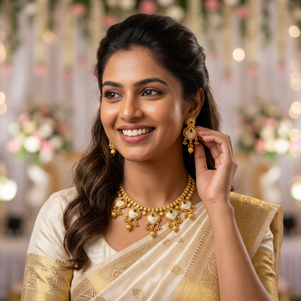 Traditional White Enamel  Necklace Set
