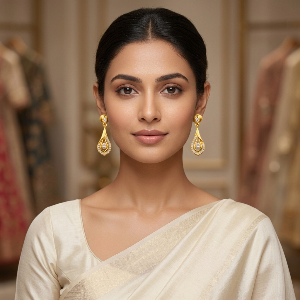 Golden Teardrop Elegance Earrings