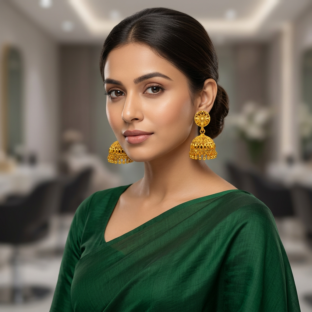 Grand Lotus Micro Gold Plated Jhumka ( Medium )