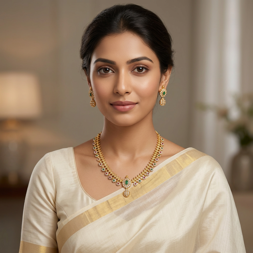 Temple Floral Drop Necklace