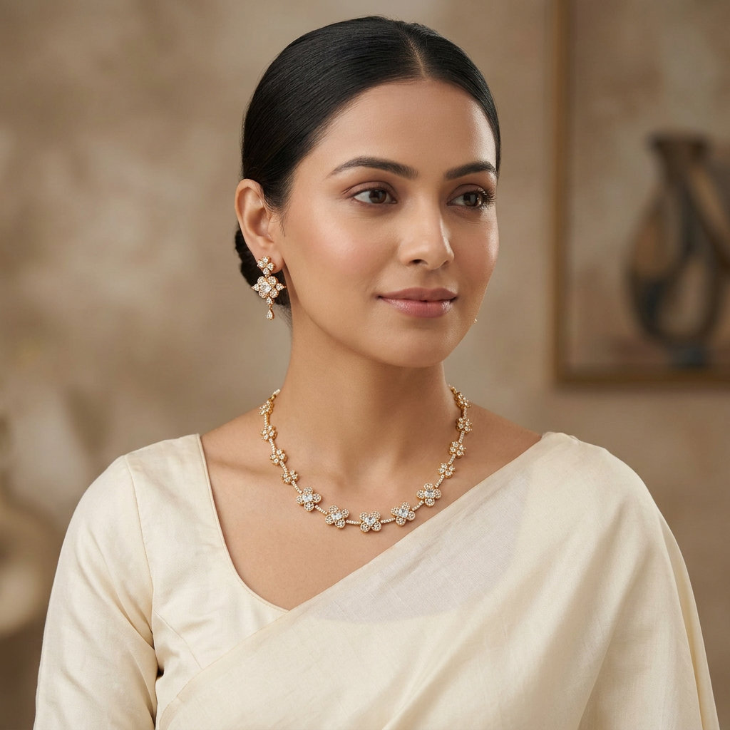 Crystal Blossom Necklace Set