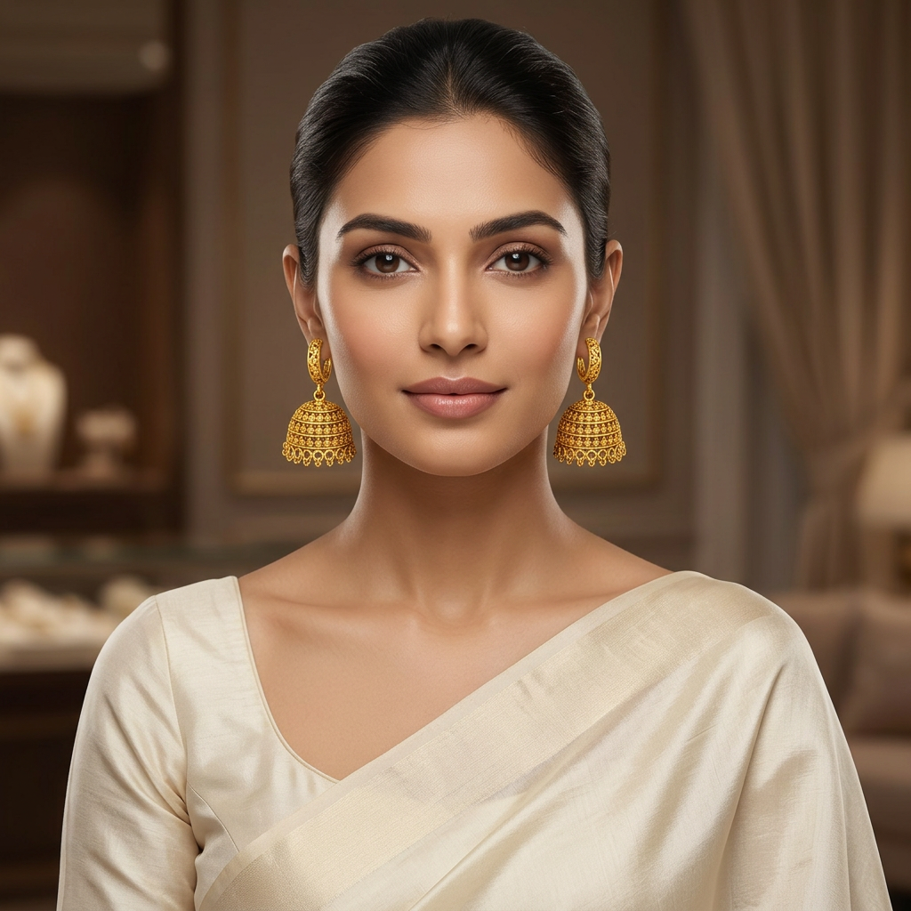 Classic Antique Gold Jhumka Earrings