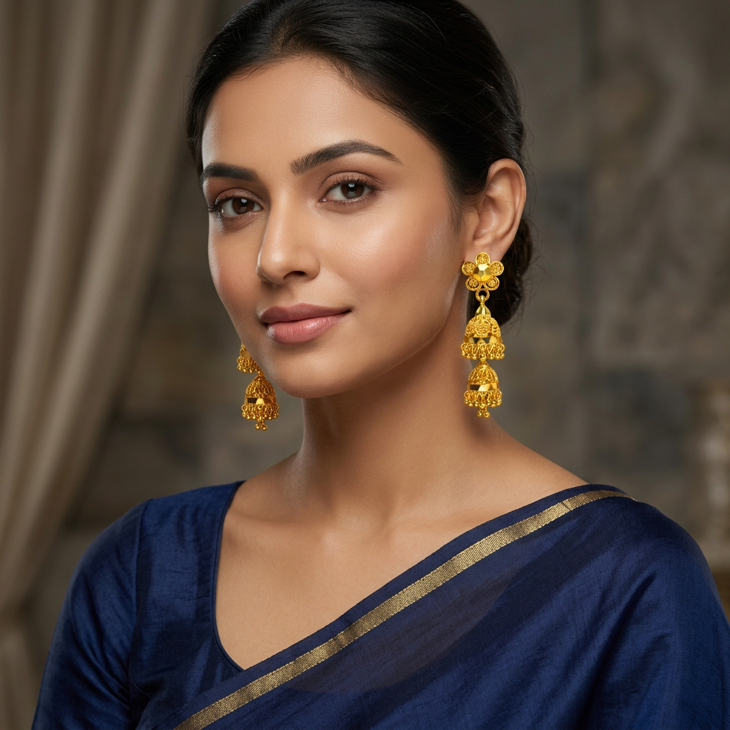 Double Tier Microgold Plated Jhumka