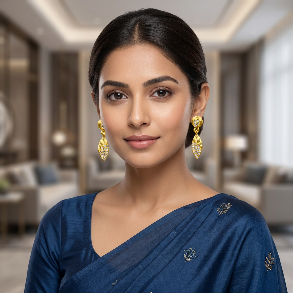 Golden Petal Drop Earrings