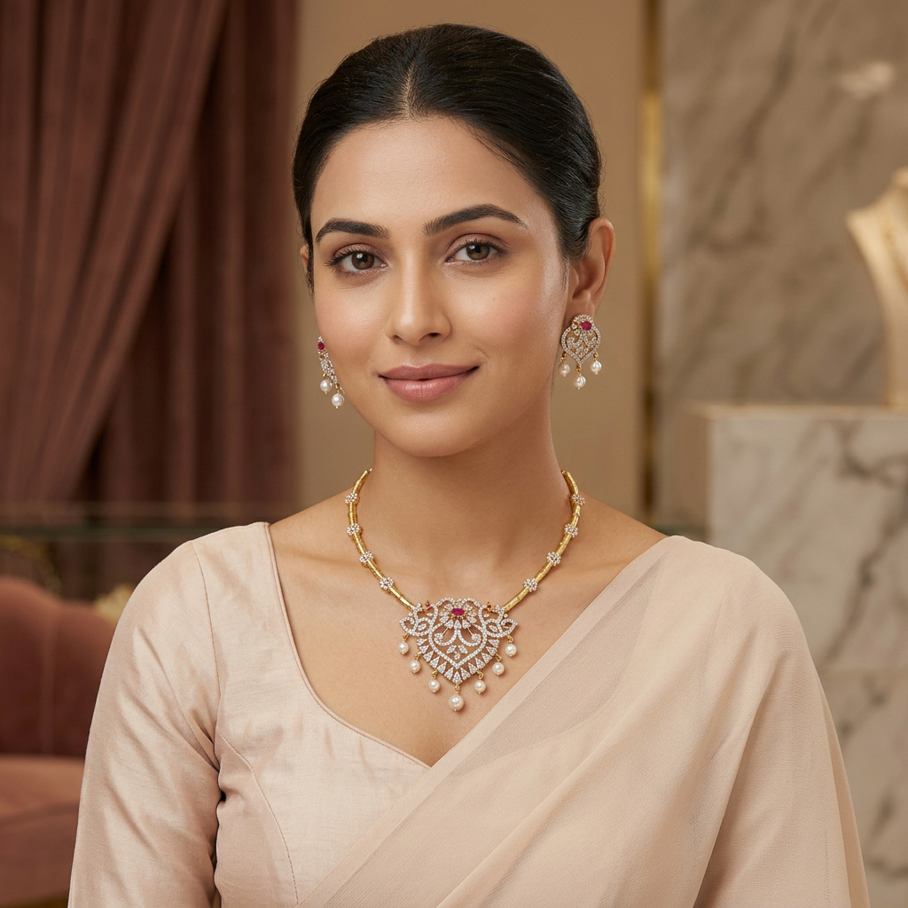 Royal Kundan Pearl Drop Necklace Set