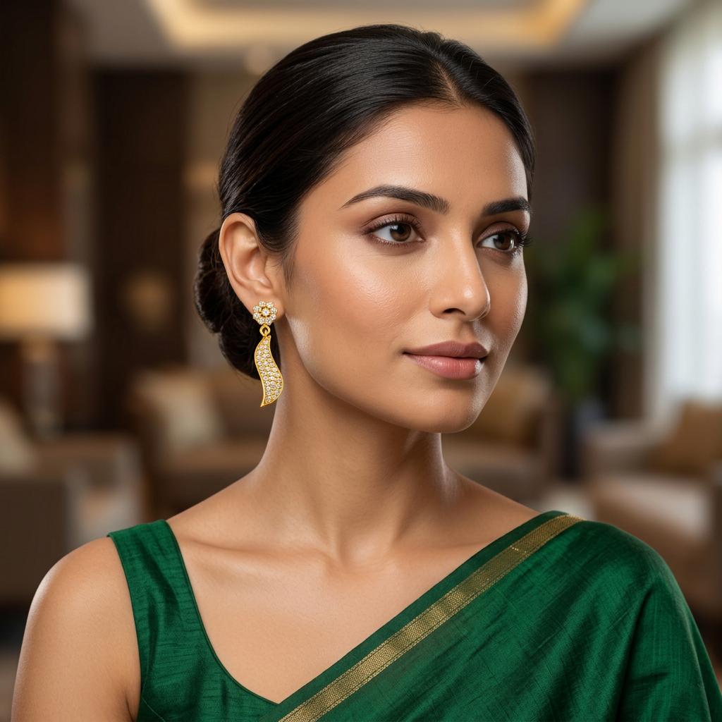 Crystal Leaf Drop AD Earrings