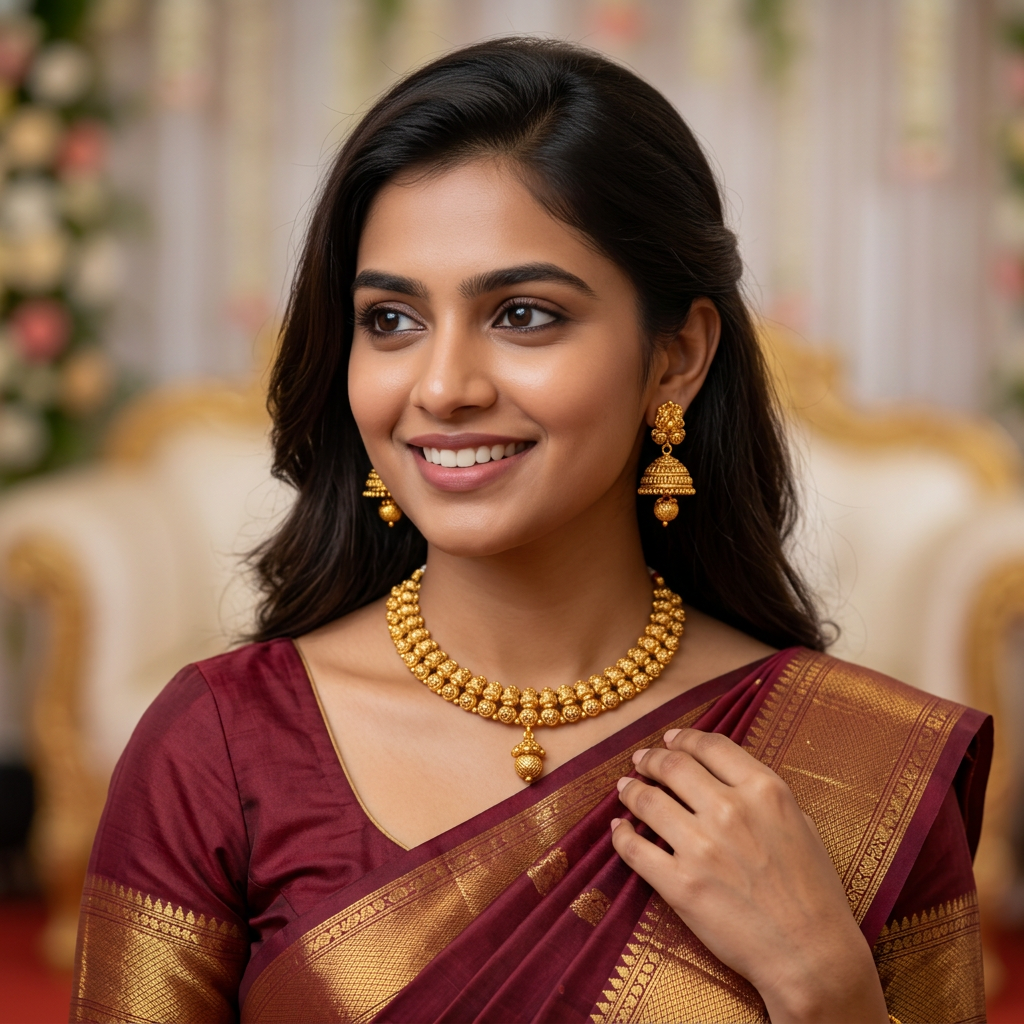 Gold Lakshmi Coin Choker Necklace Set