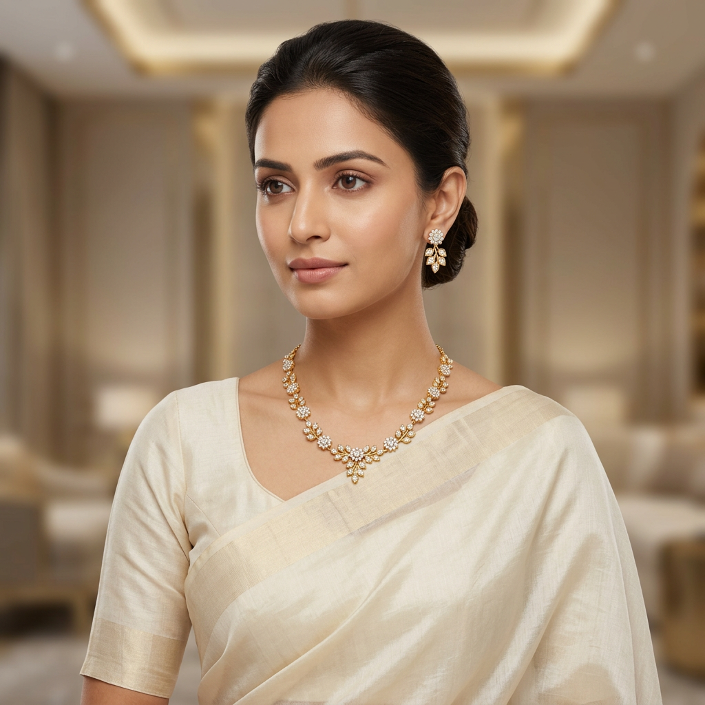 Floral Vine CZ Necklace Set