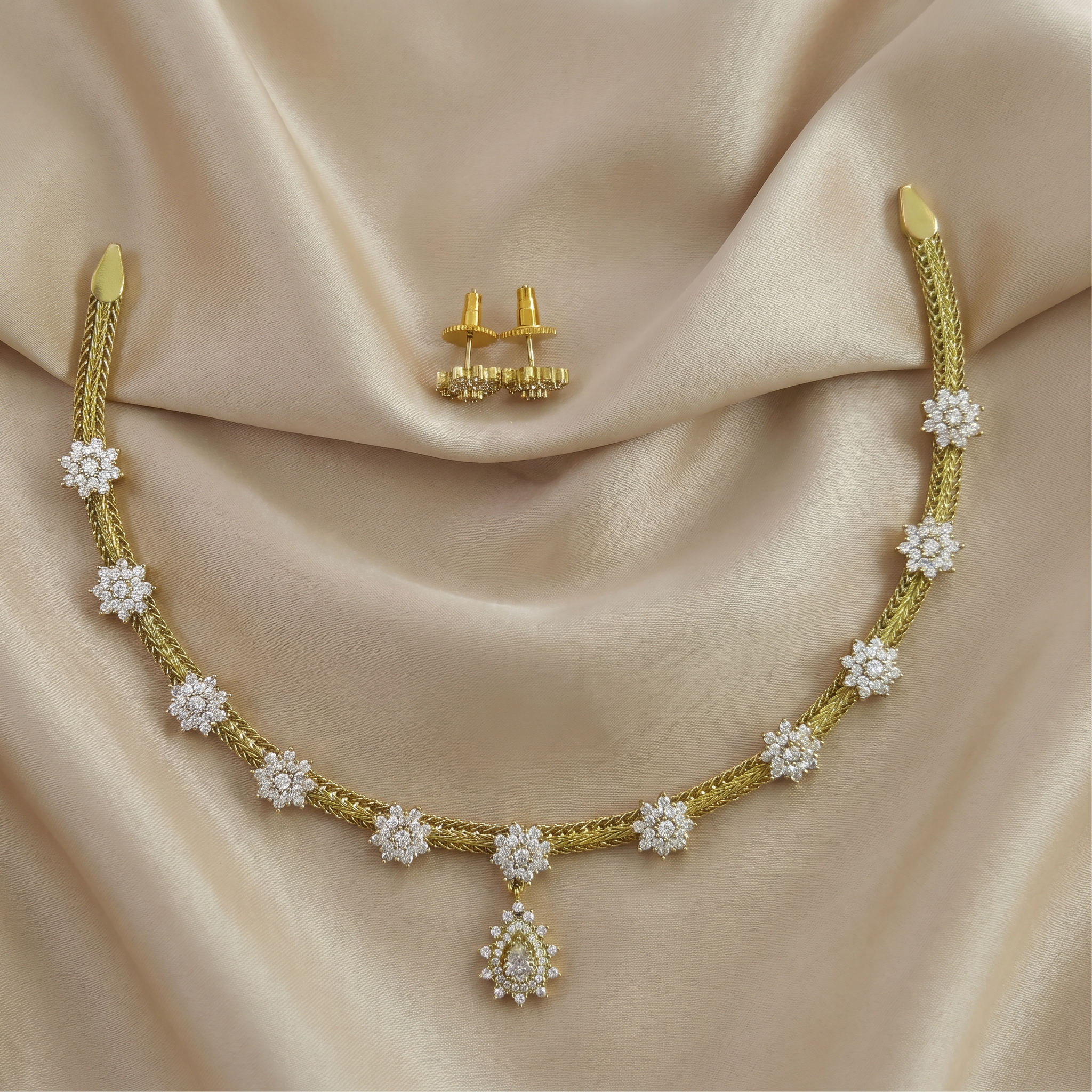 Celestial Bloom CZ Necklace Set