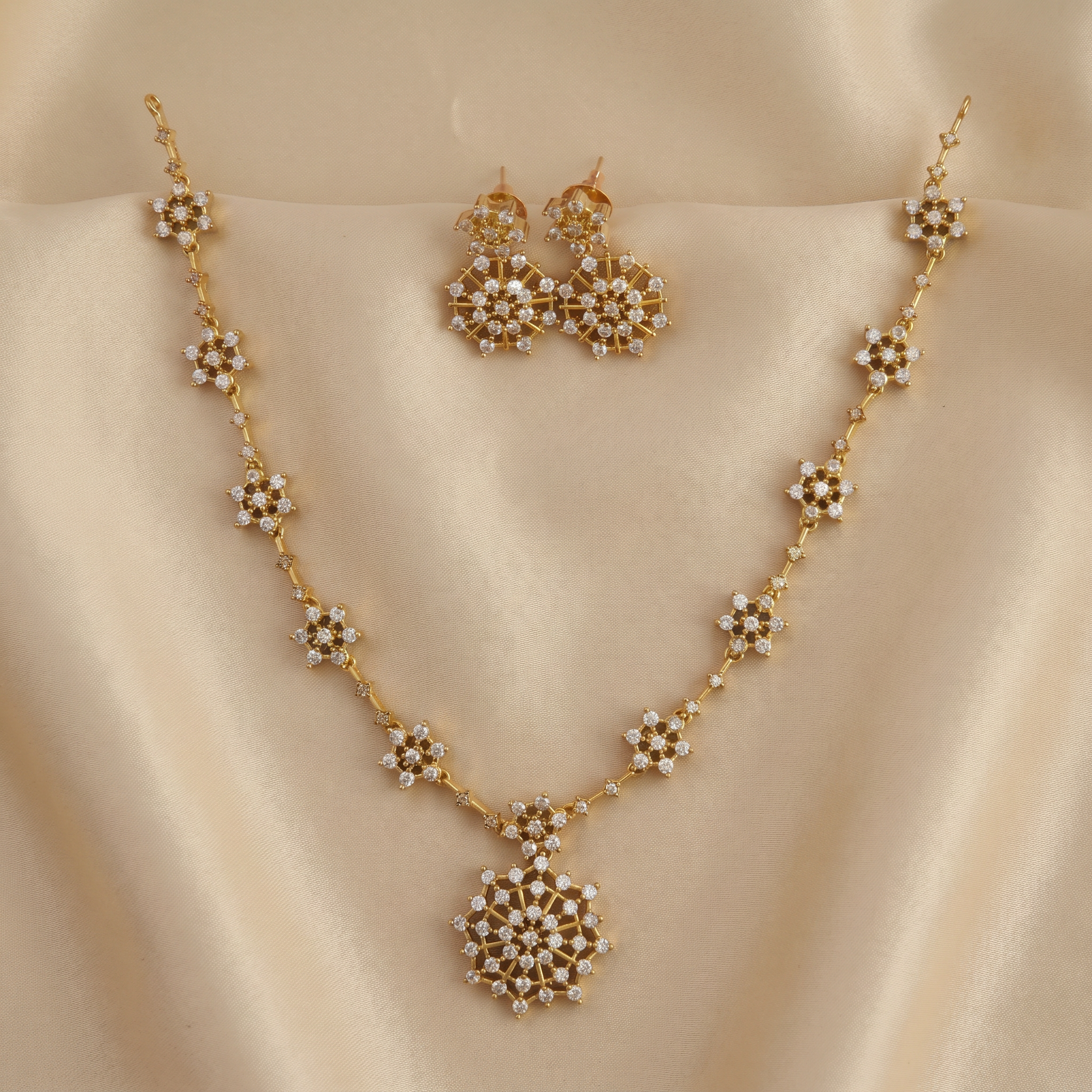 Celestial Snowflake CZ Necklace Set