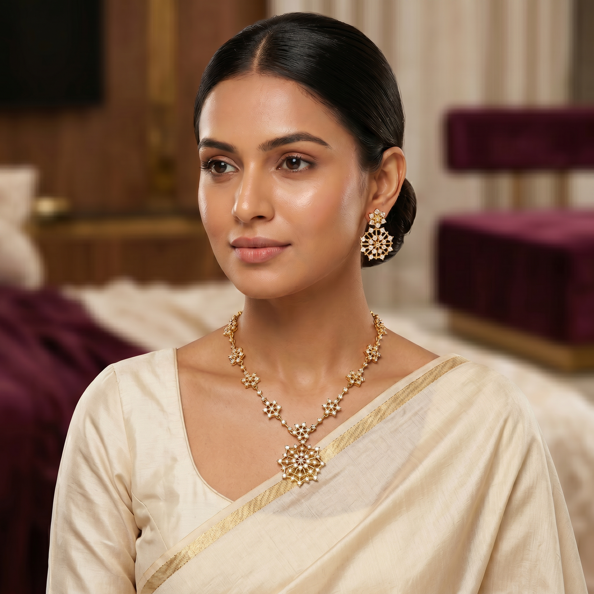 Celestial Snowflake CZ Necklace Set