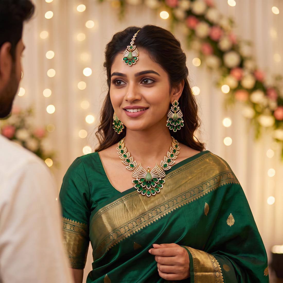 Peacock Green CZ Jewellery Set