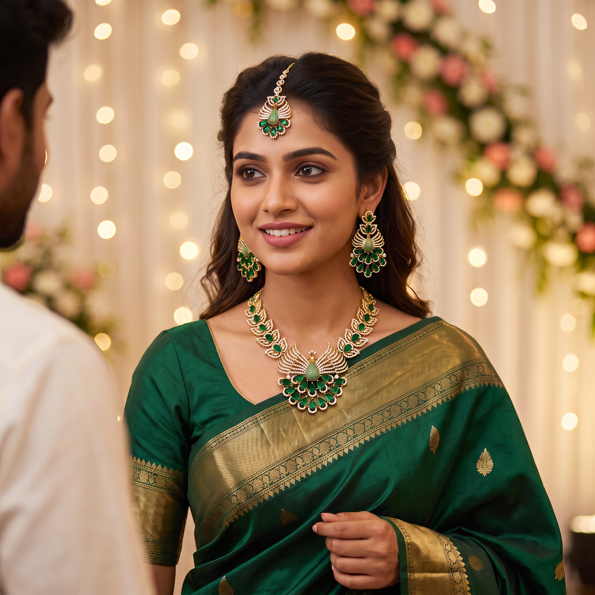 Peacock Green CZ Jewellery Set