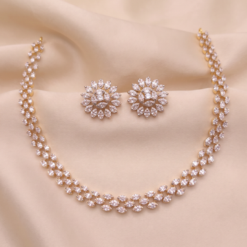 Diamond Leaf Floral Necklace Set