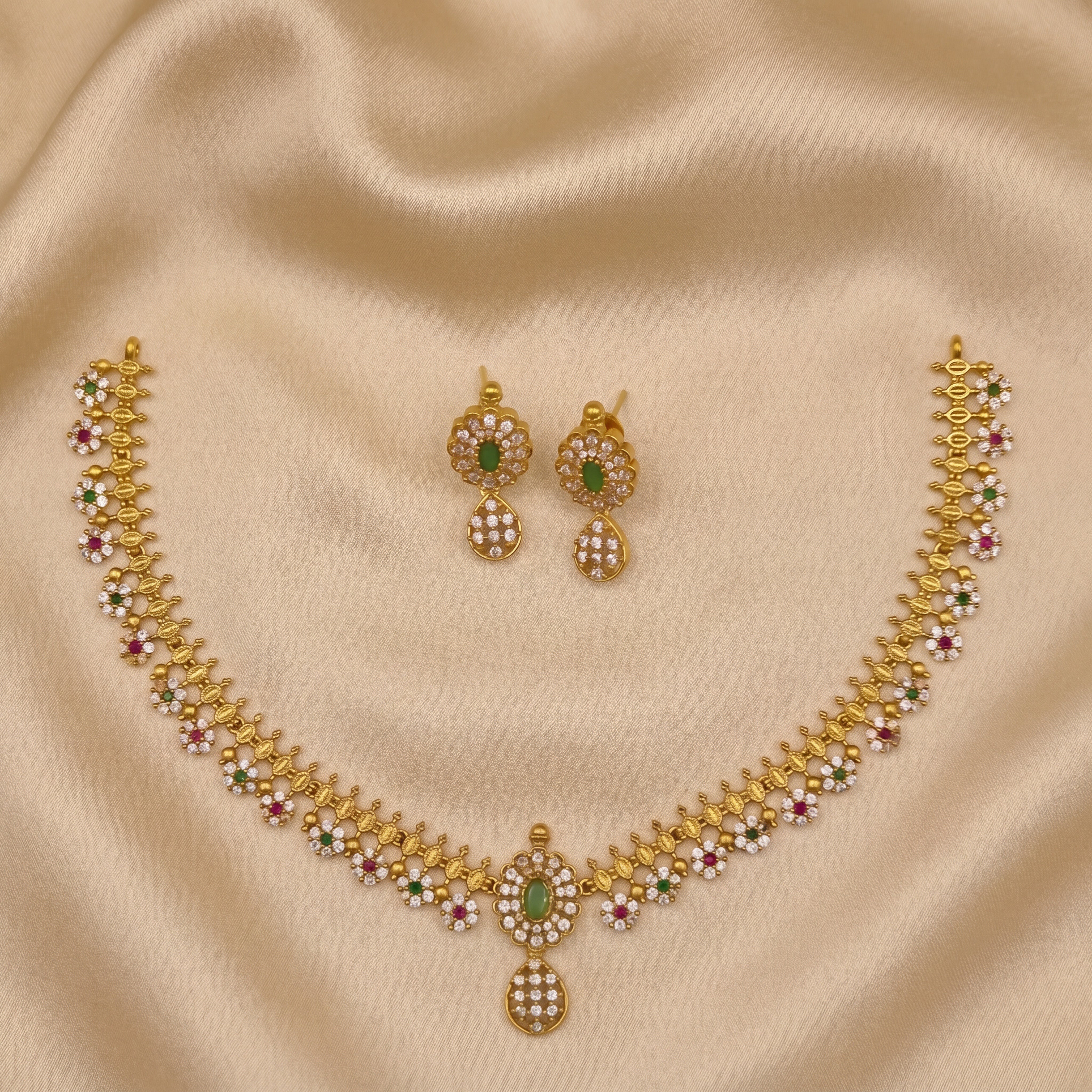 Elegant Emerald Drop CZ Necklace