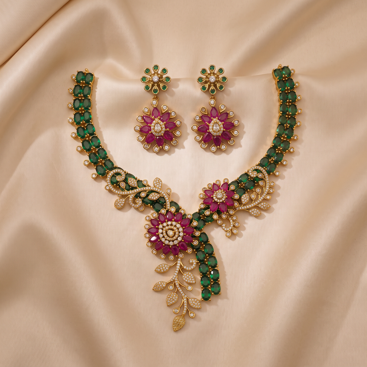 Emerald Ruby Floral Set