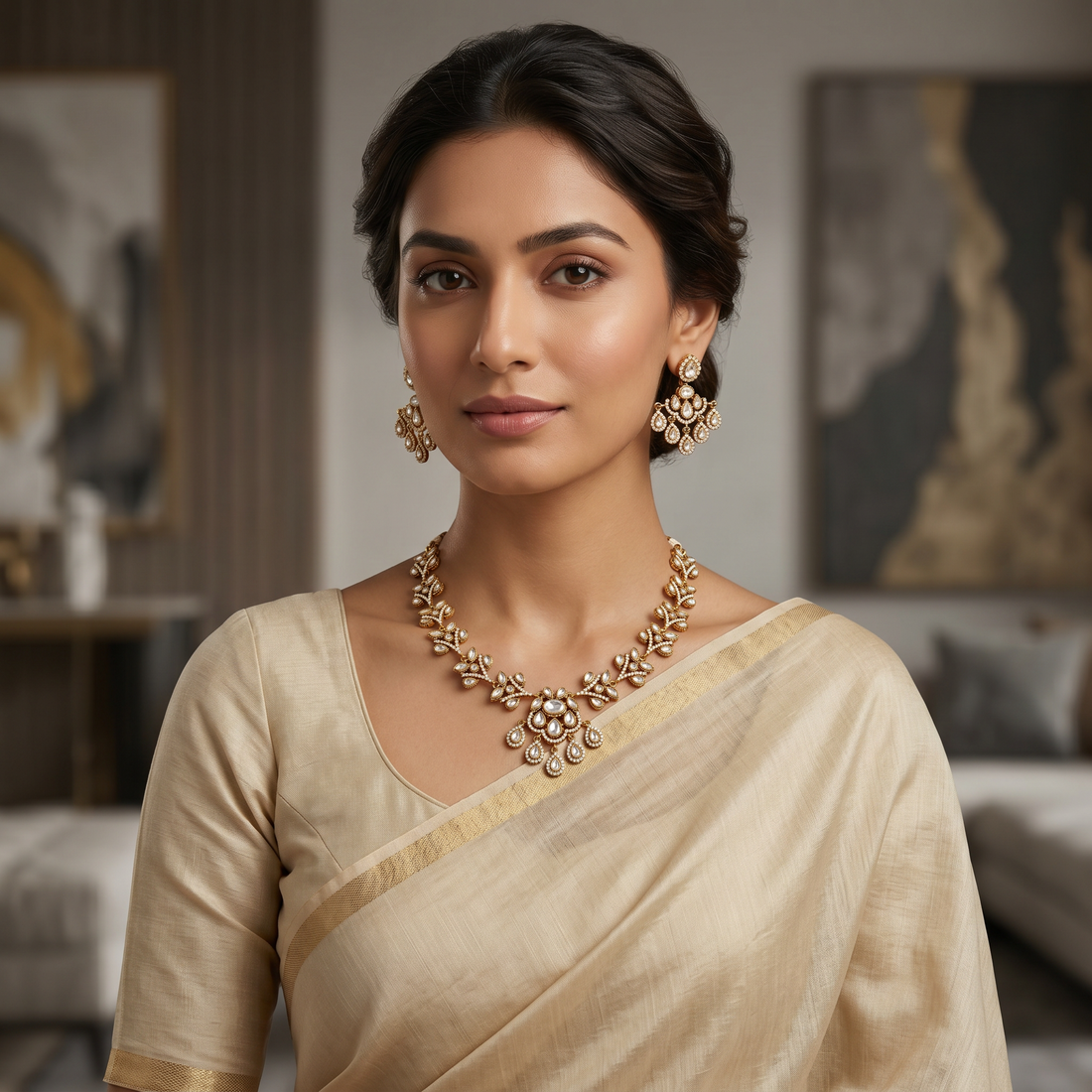 Kundan Floral Necklace Set