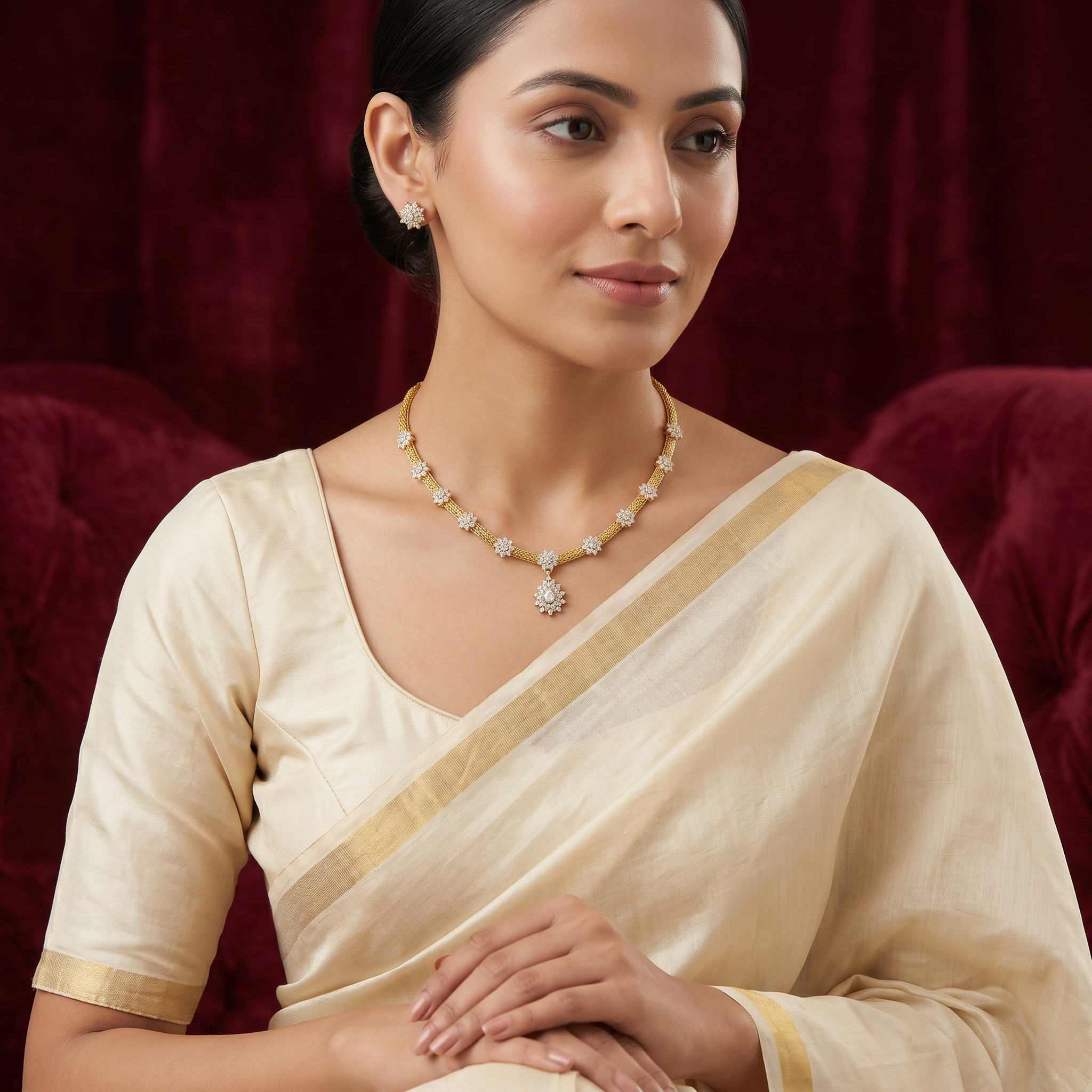 Celestial Bloom CZ Necklace Set