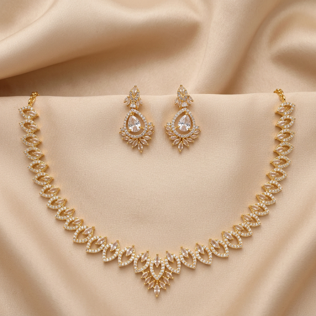 Crystalline Paisley CZ Neckpiece Set