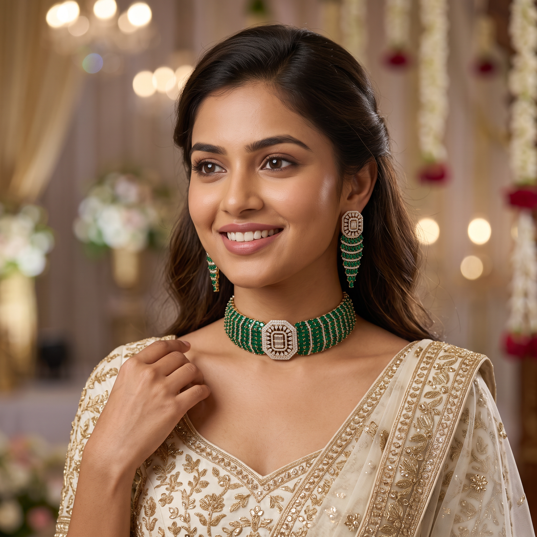 Green Stone Bridal Choker Set