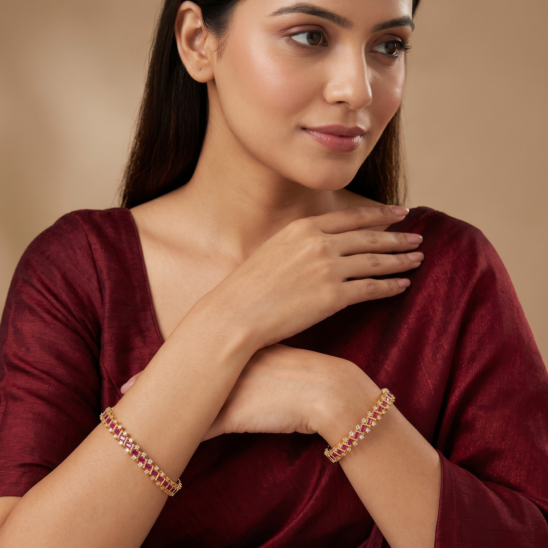 Ruby Diamond Designer Bangles