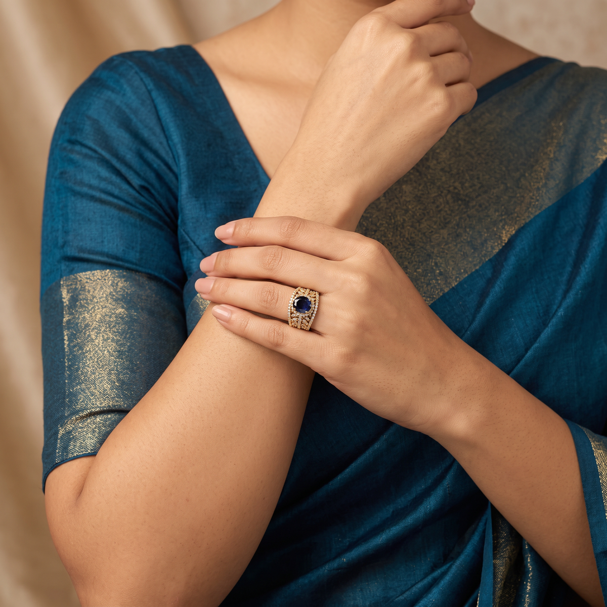 Midnight Sapphire Royale Statement Ring