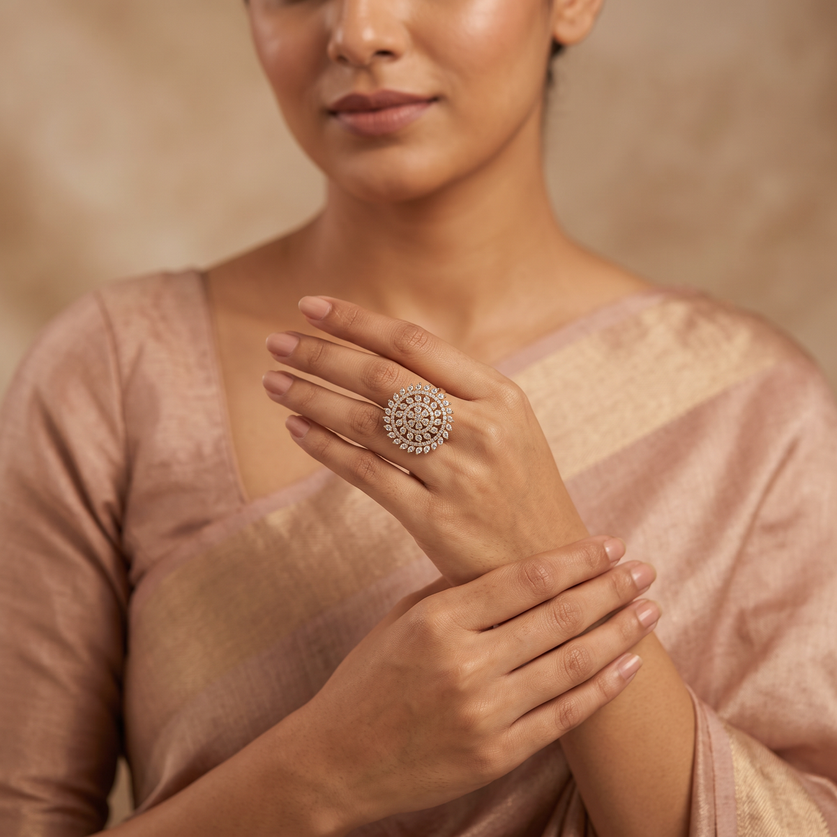 Celestial Bloom CZ Statement Ring