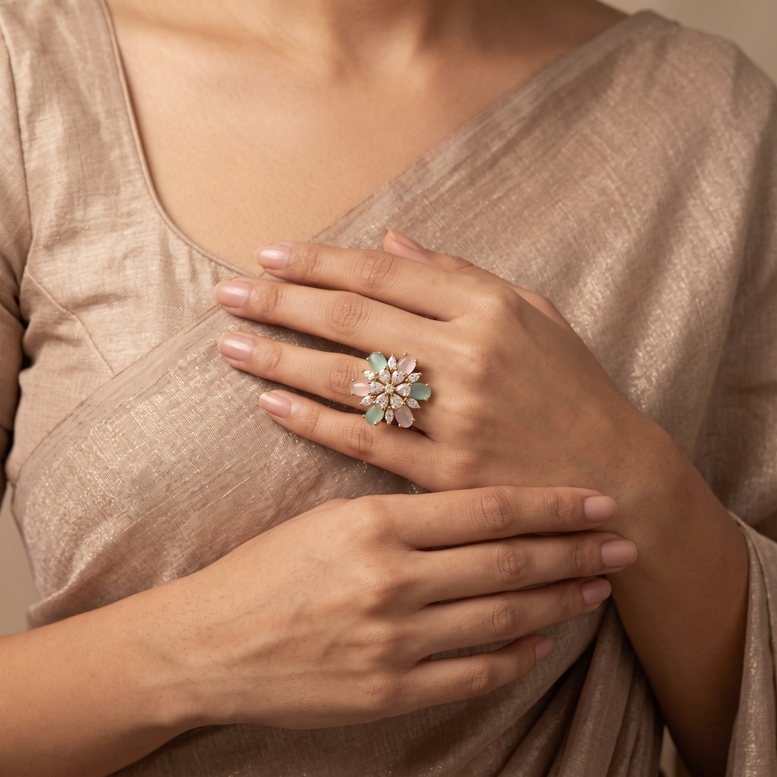 Pastel Bloom Statement Ring