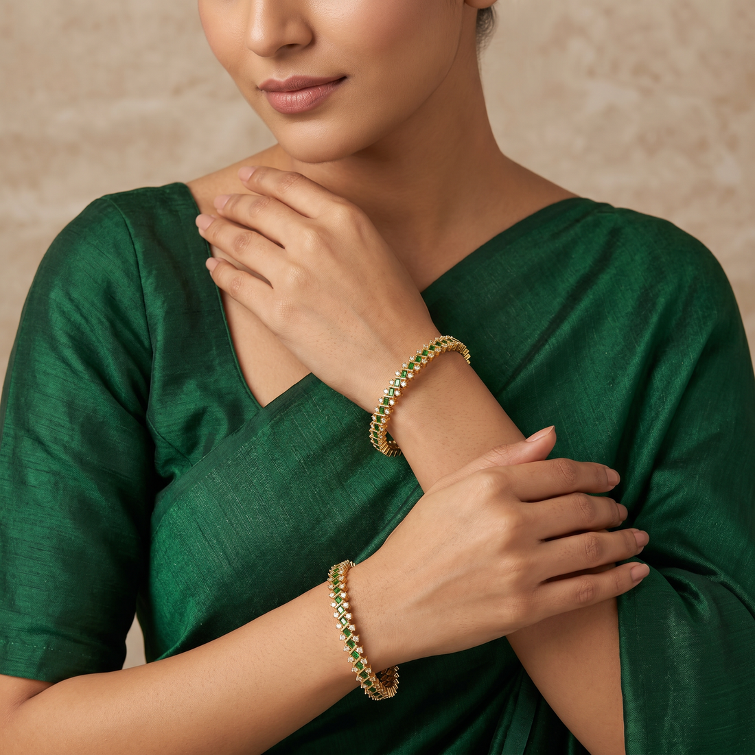 Emerald Diamond Designer Bangles