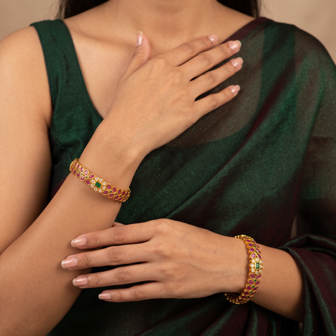 Ruby Green Designer Bangle