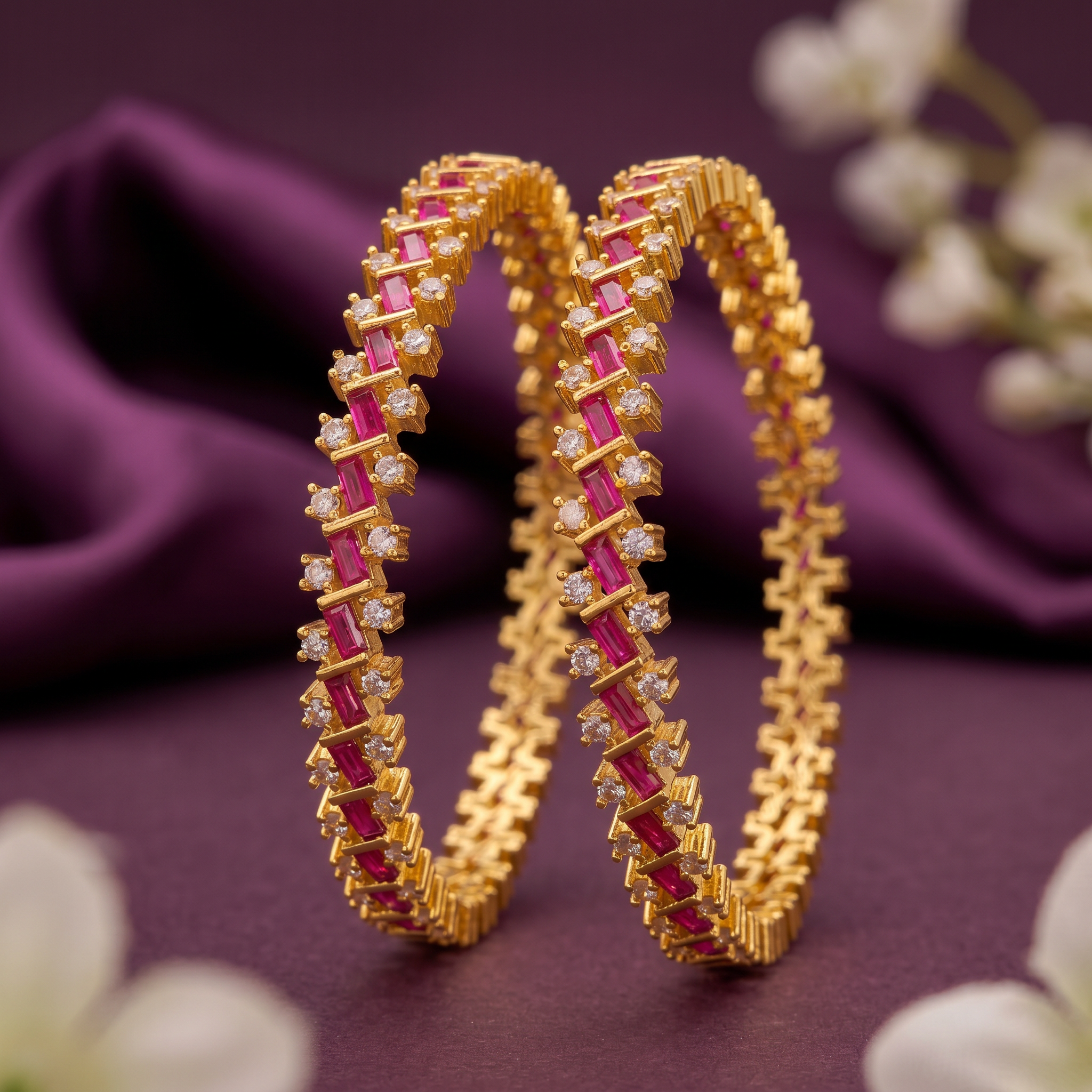 Ruby Diamond Designer Bangles