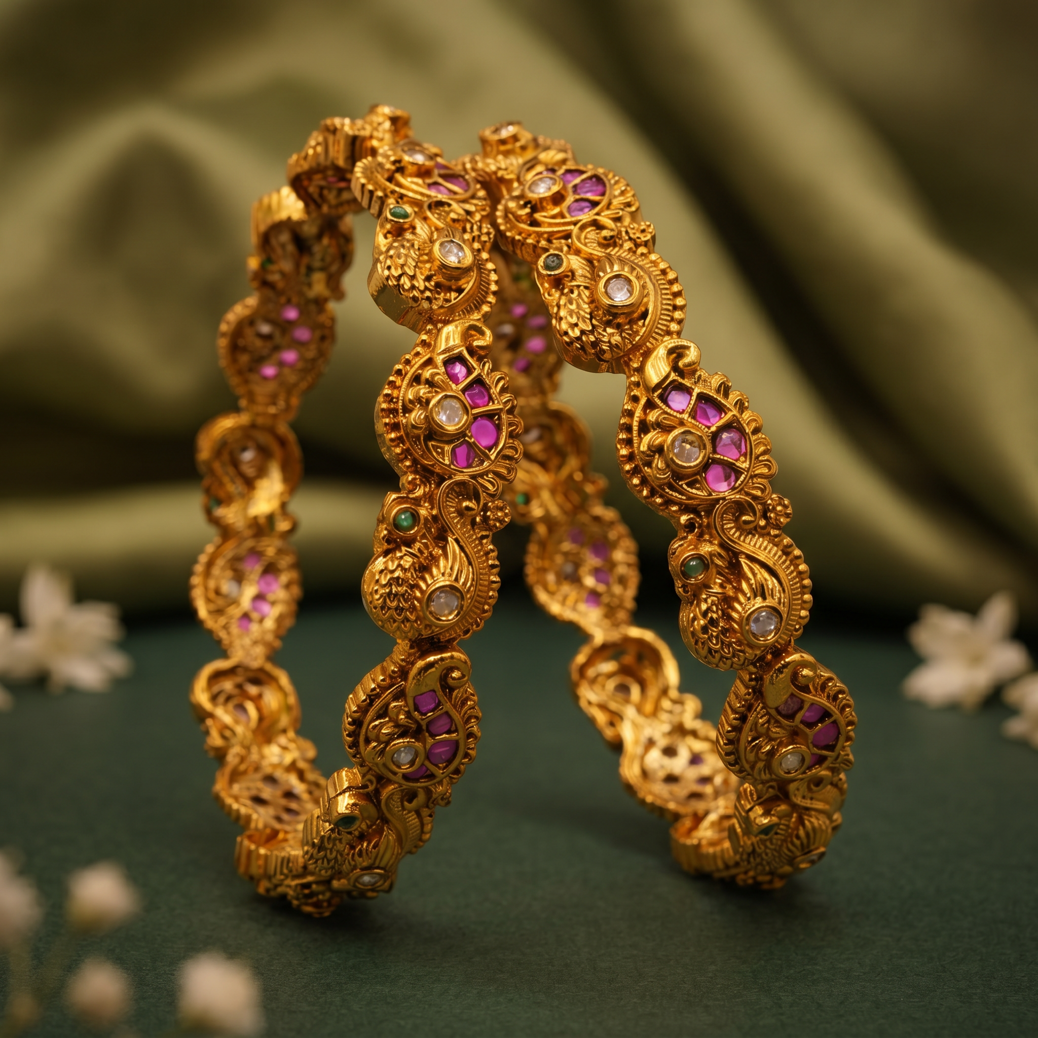Ruby Paisley Antique Bangle Set