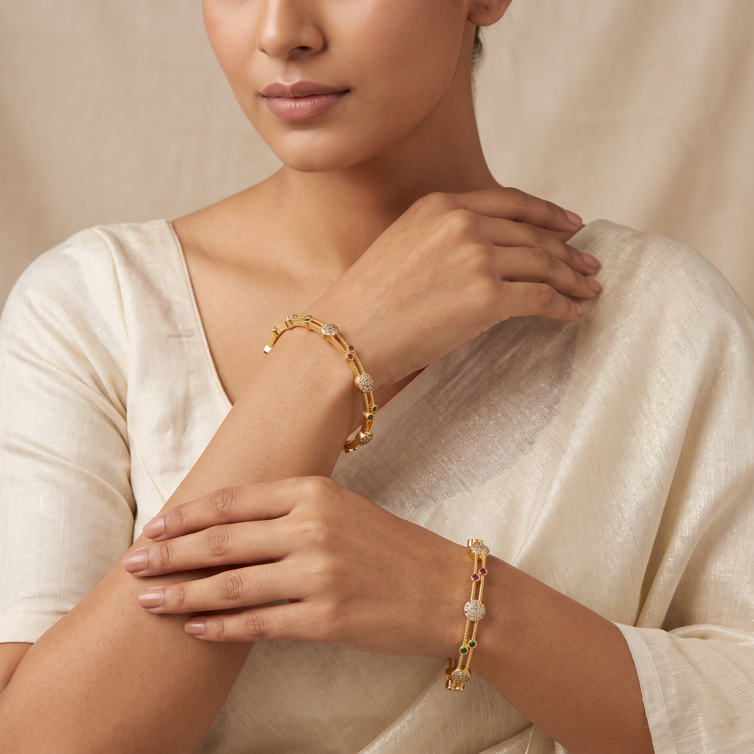 Designer CZ Gold Bangles