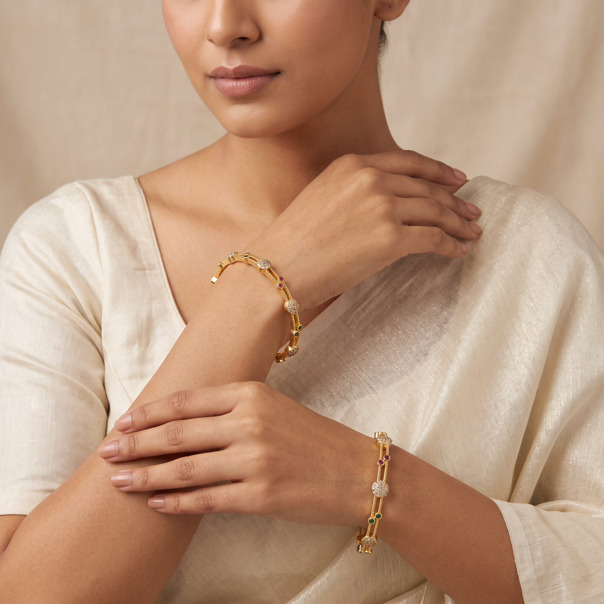 Designer CZ Gold Bangles