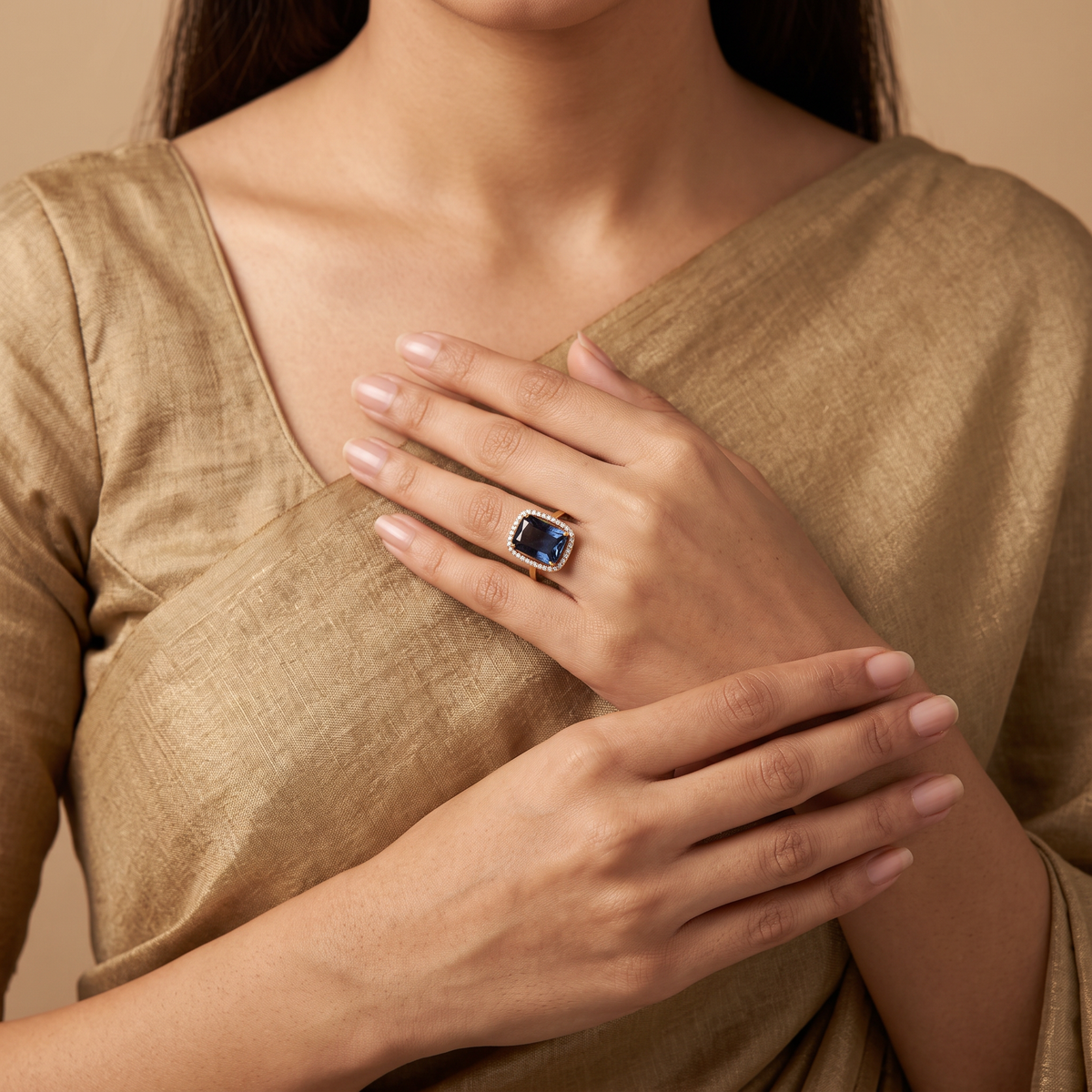 Midnight Blue CZ Halo Ring