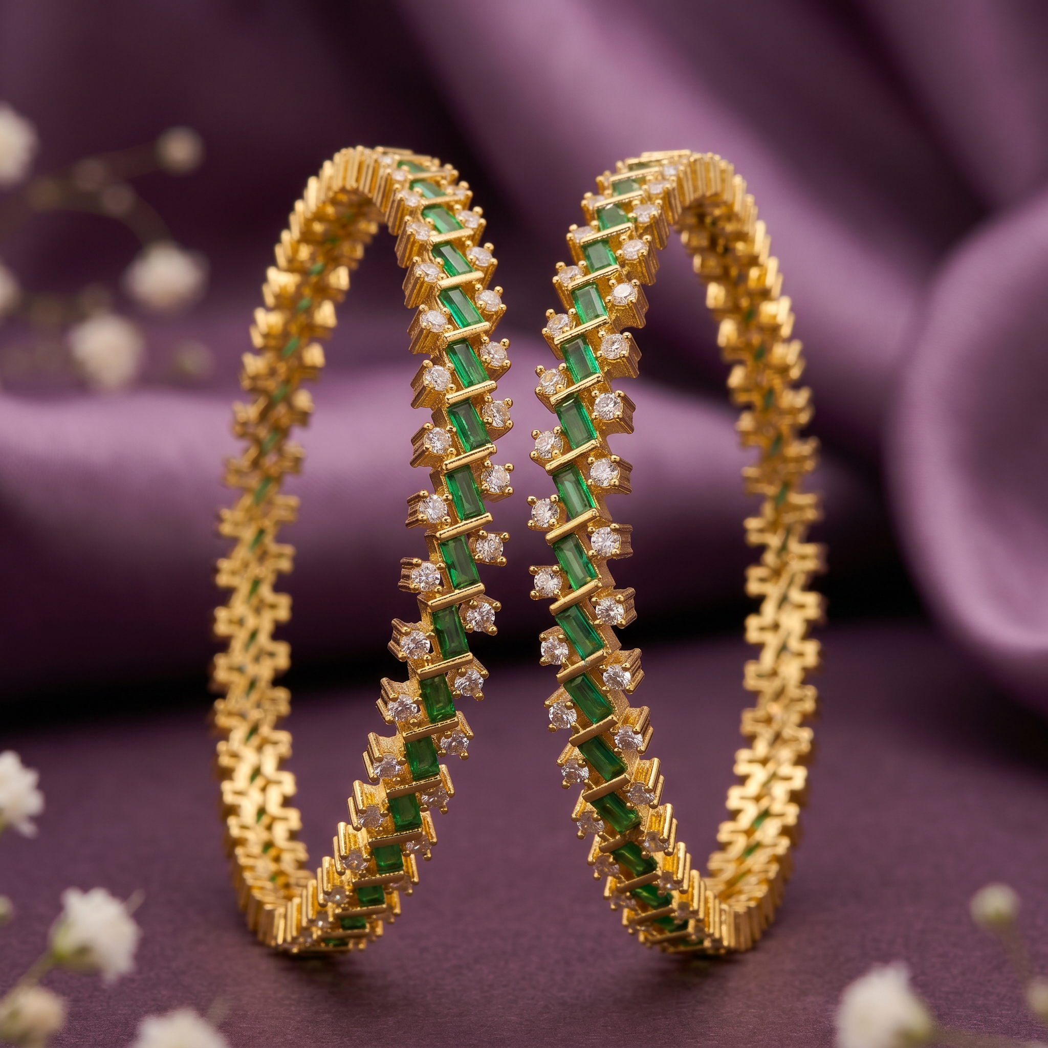 Emerald Diamond Designer Bangles