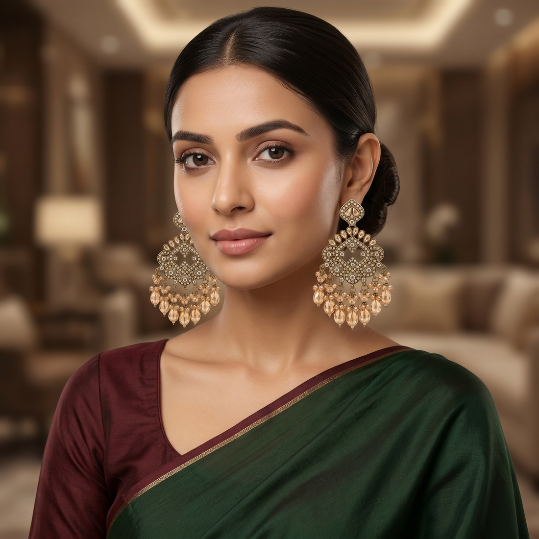 Champagne Crystal Chandelier Earrings