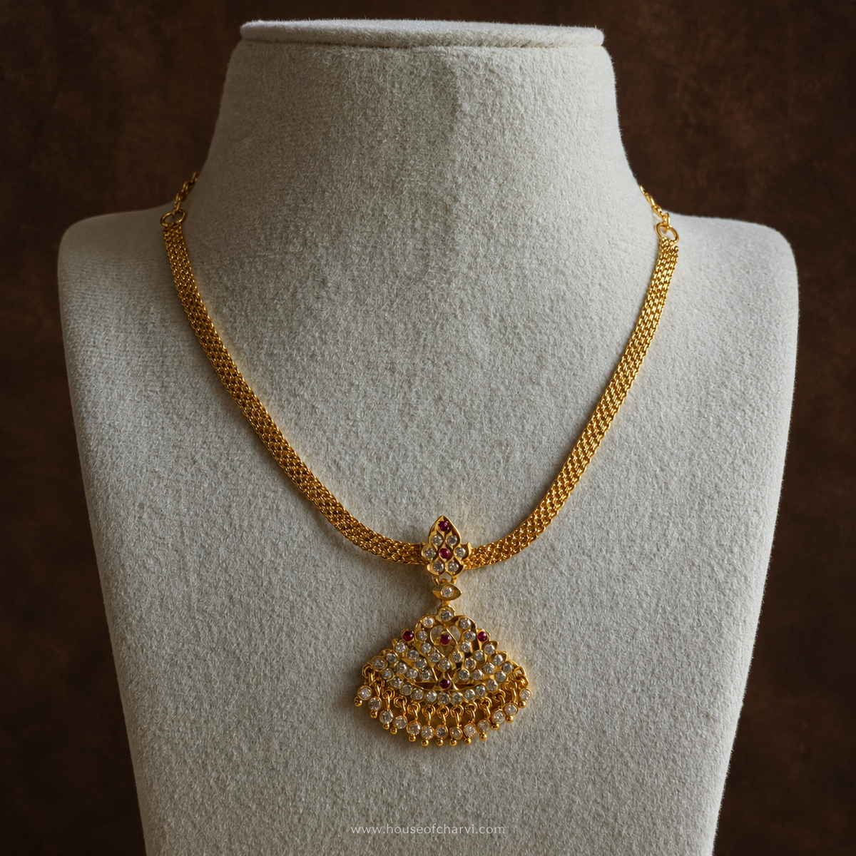 Vintage Ruby Stone Attigai Necklace