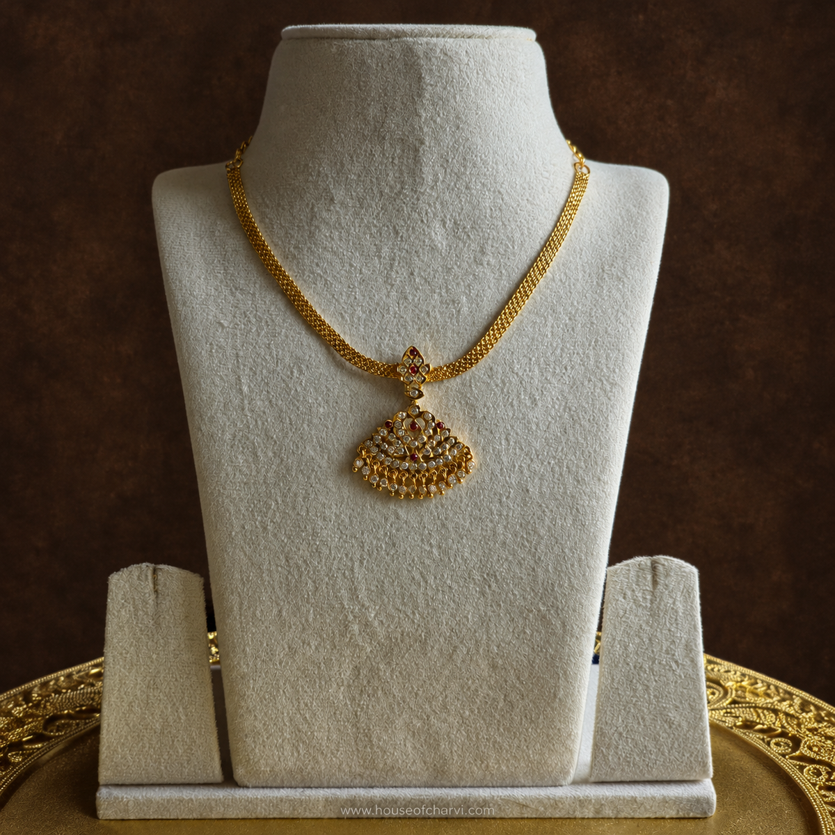 Vintage Ruby Stone Attigai Necklace