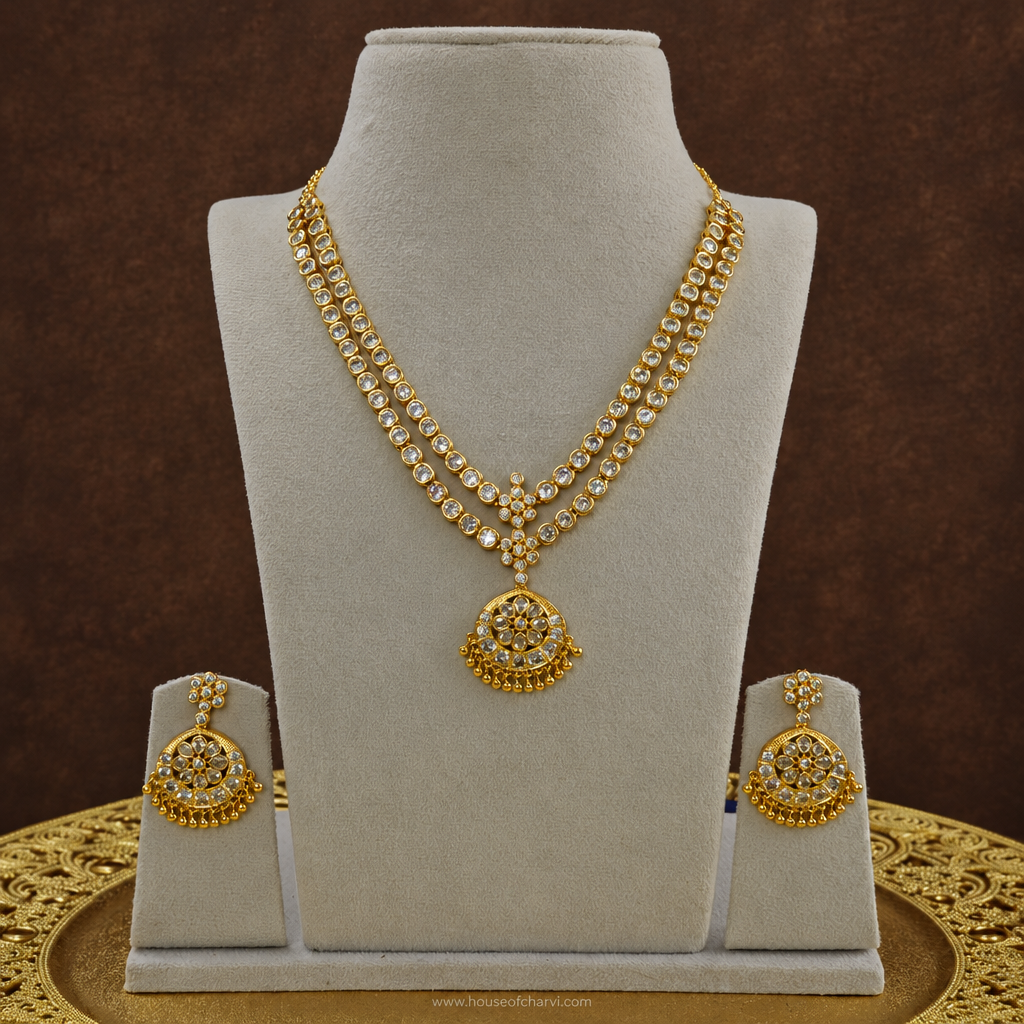 Antique Gold CZ Necklace Set