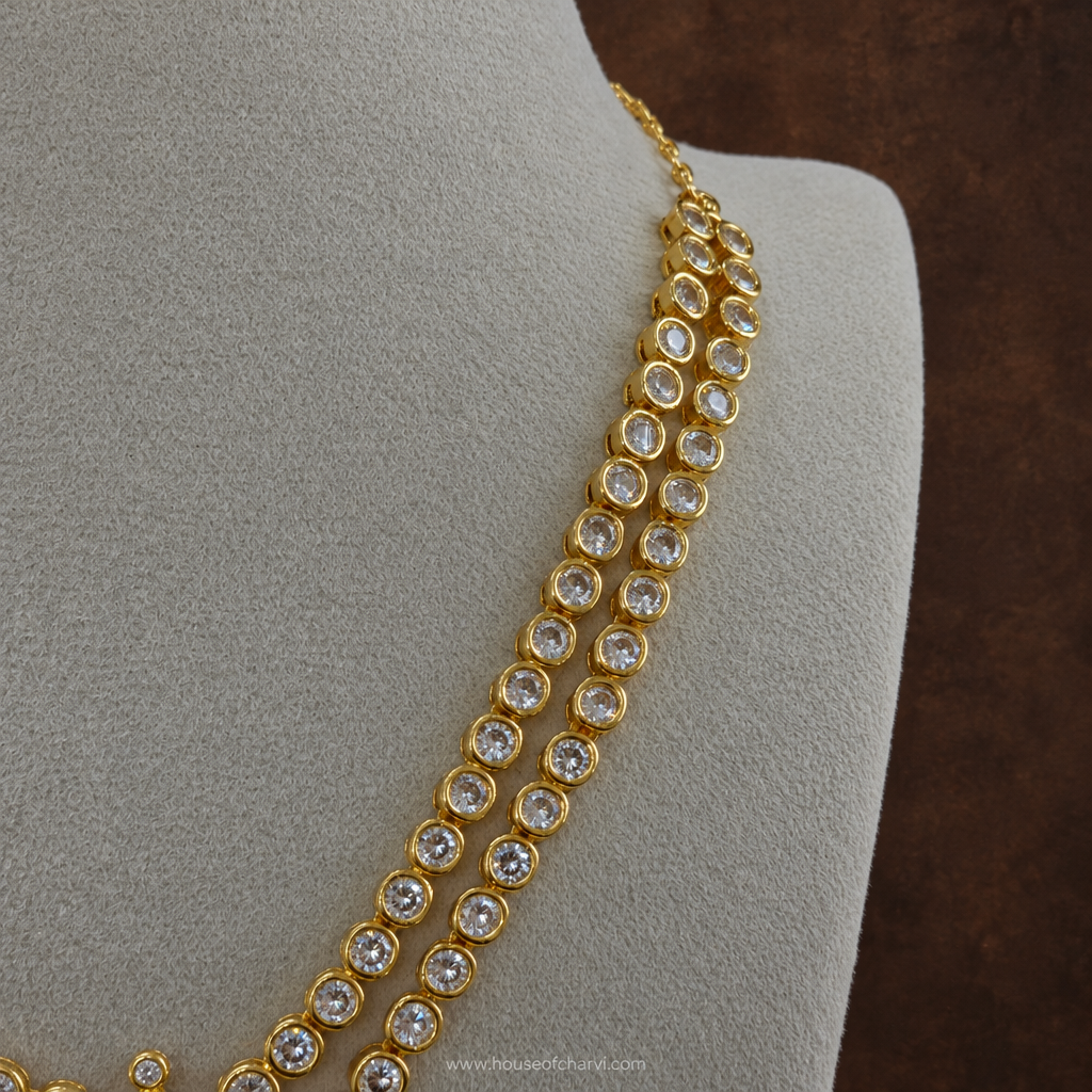 Antique Gold CZ Necklace Set