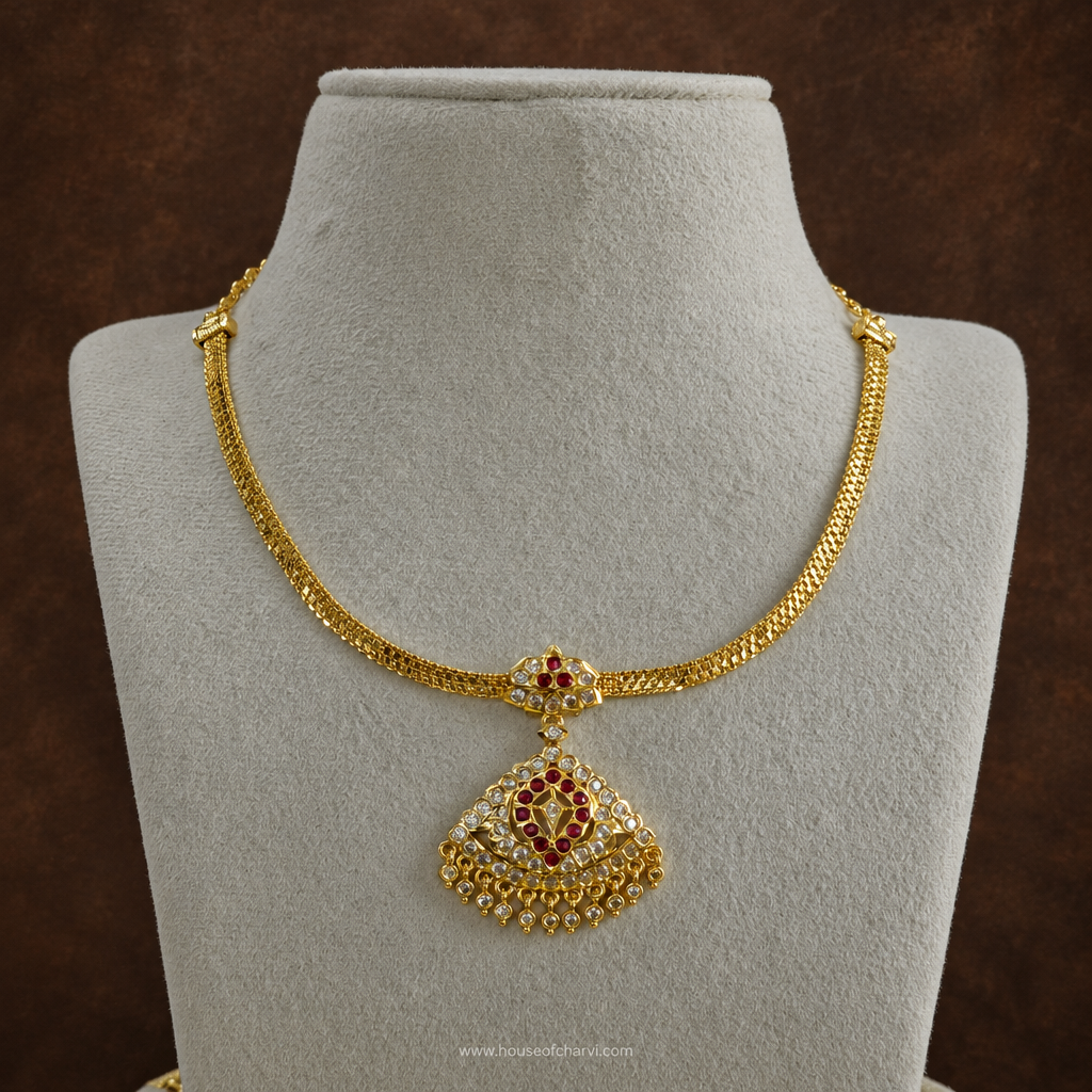 Antique Gold Ruby Pendant Necklace