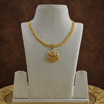 Antique Gold Ruby CZ Pendant Necklace