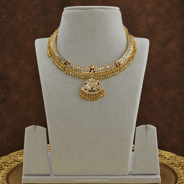 Antique Gold CZ Ruby Choker Necklace