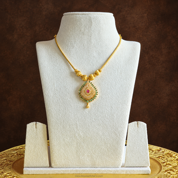 Green and Pink Stone Teardrop Necklace