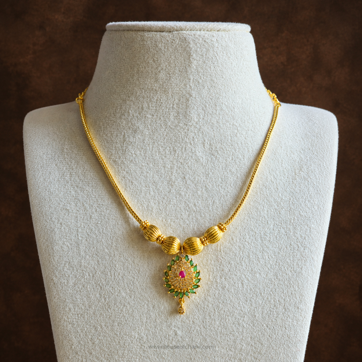 Green and Pink Pendant Necklace