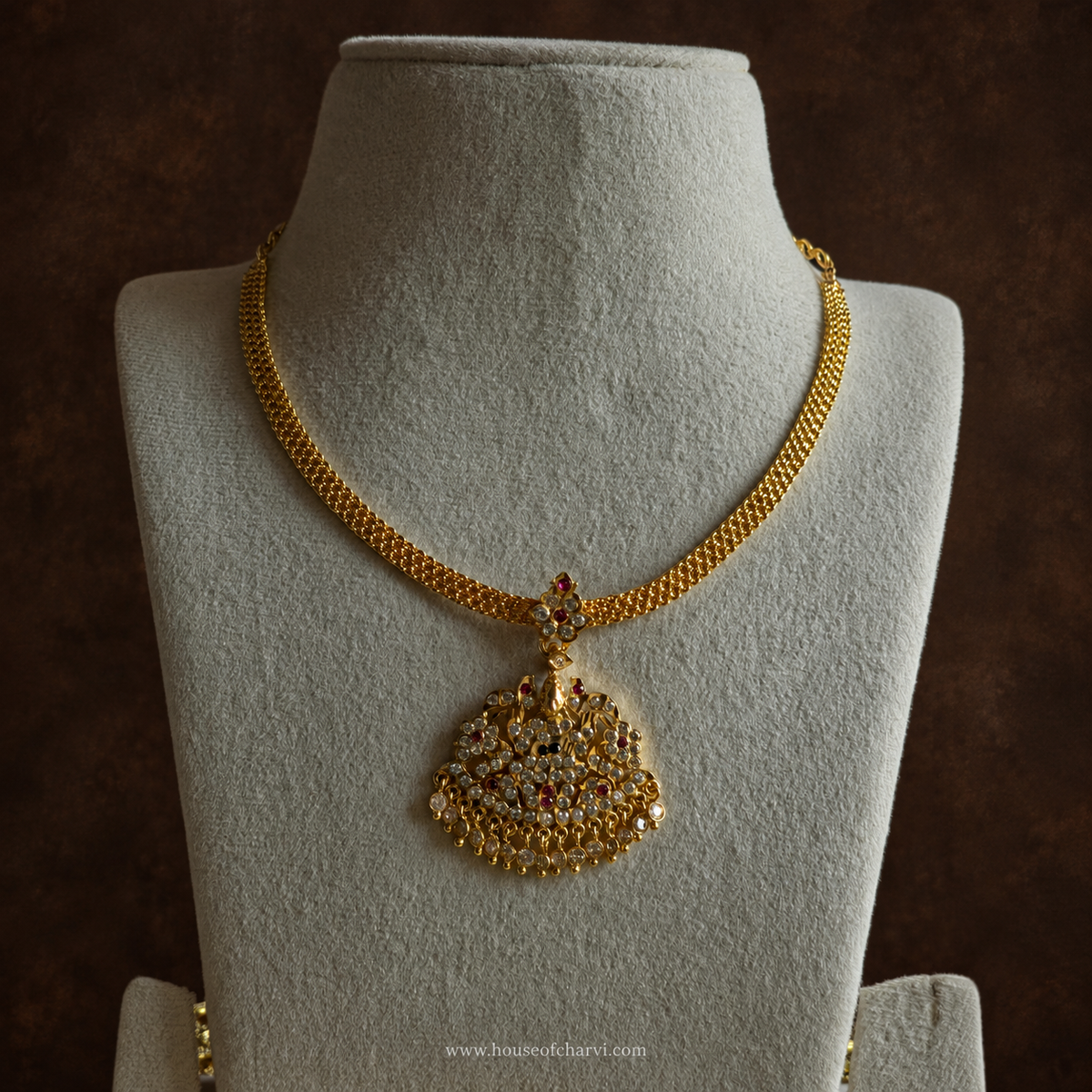 Vintage Attigai Stone Pendant Necklace