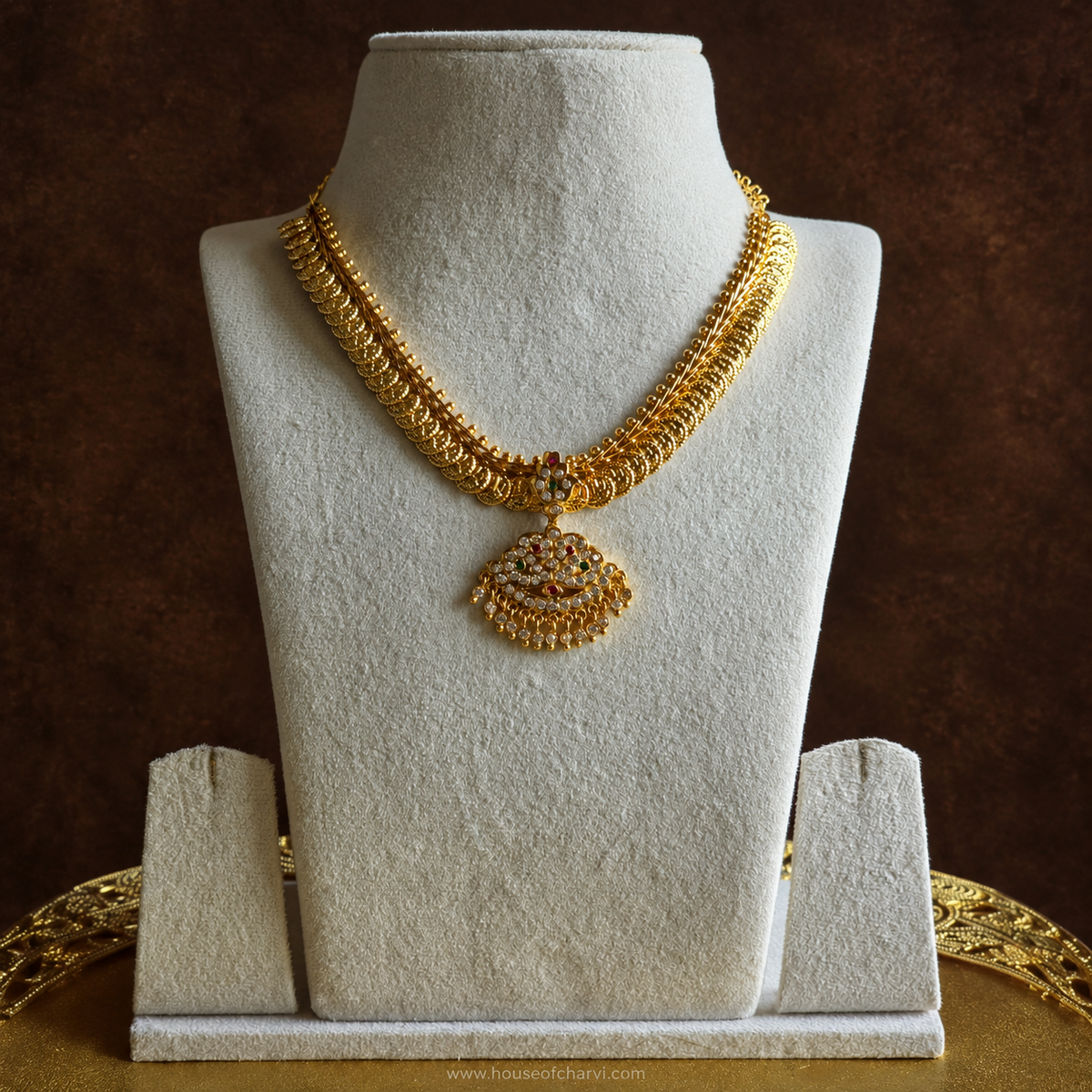 Multicolour Stone Attigai Necklace