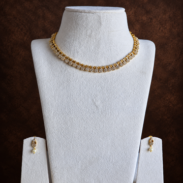 Floral CZ Pearl Drop Choker Set